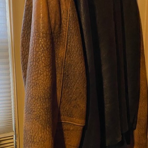 Vintage 80's Fog City Leather Two Tone Black/Brown Bomber Jacket  -Large - Picture 5 of 14